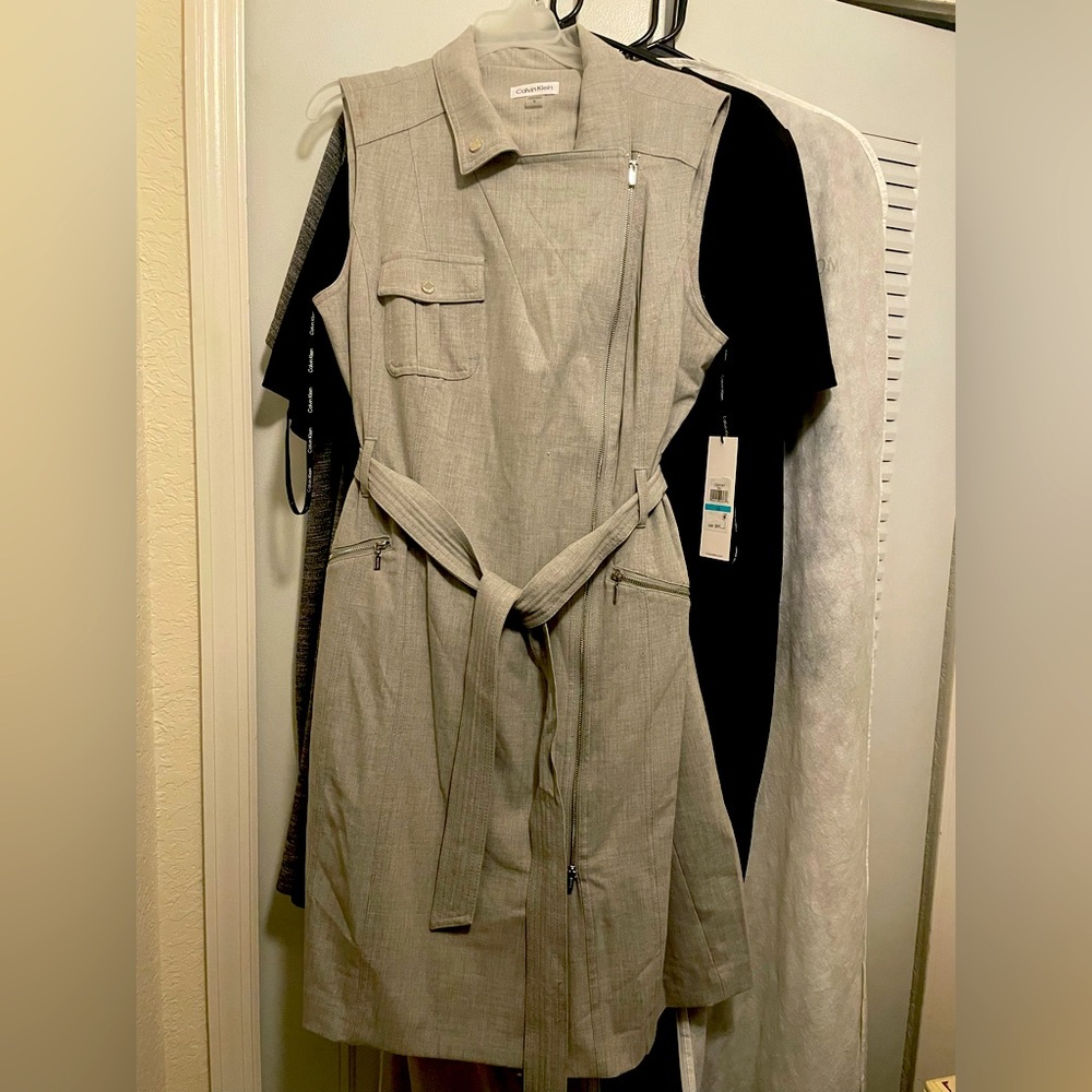 Grey form fitting Calvin Klein dress
